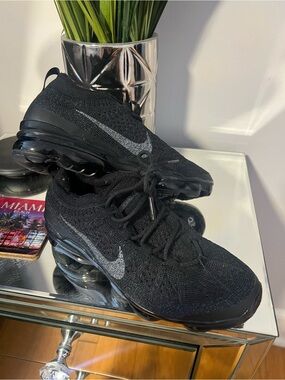 Nike Black Flyknit VaporMax Sneakers with Silver Swoosh